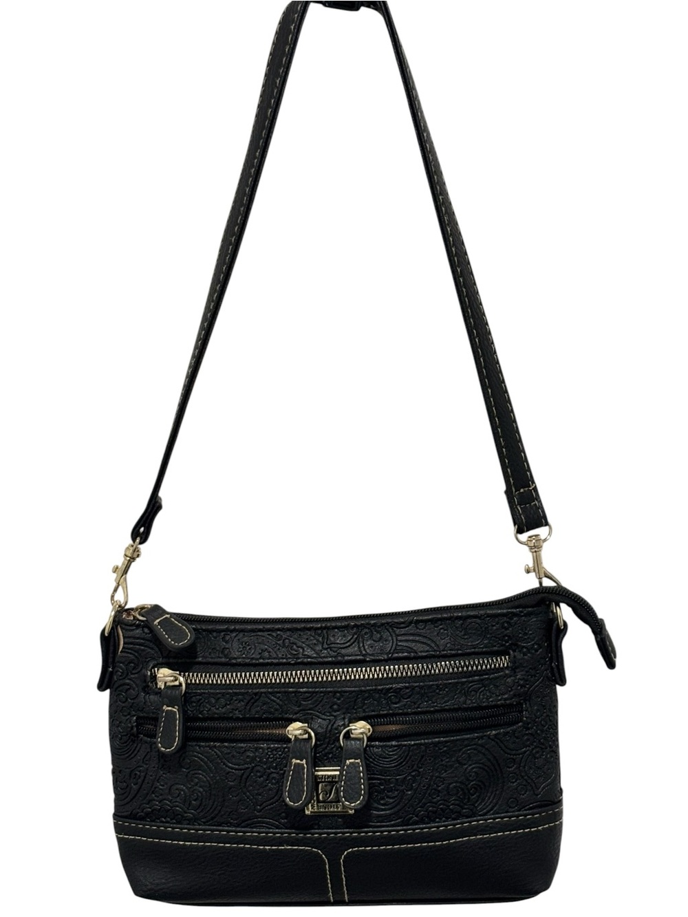 Stone Mountain Accessories Black Embossed Shoulder Bag
